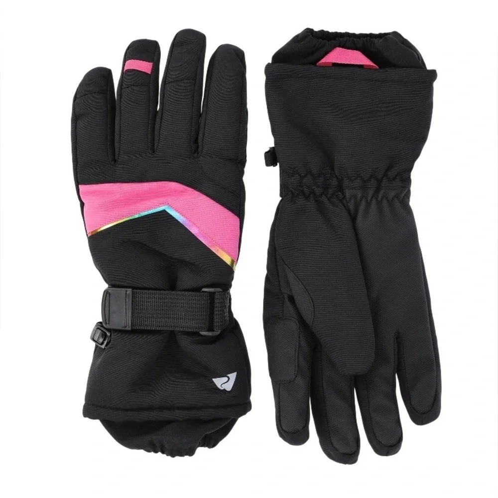 ❄️$11❄️NEW OZARK TRAIL Technical Ski Gloves Black Pink Small Medium Girl’s